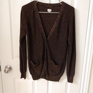 Aritzia Wilfred metallic silk cashmere cardigan